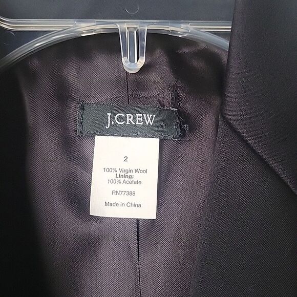 NEW J Crew SZ 2 Wool Black Blazer Jacket Academia Office Preppy VTG Y2K Tuxedo - Picture 5 of 15